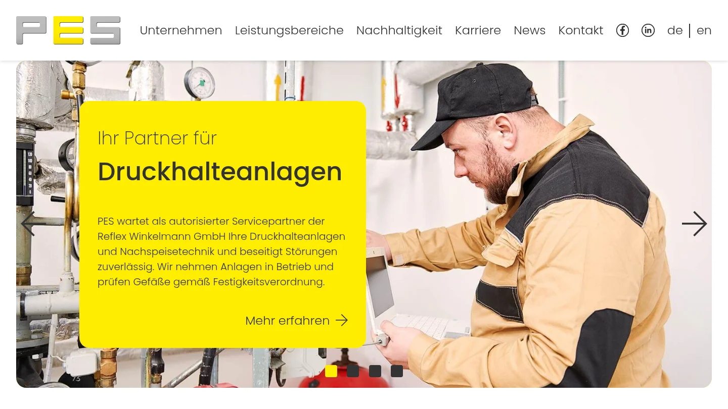 Homepage of PES Portuné Engineering Service